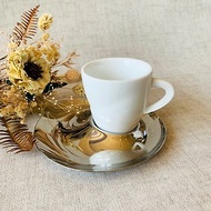 日本 早期 無印良品風格摩卡咖啡杯盤組 異材質結合 視覺新享受