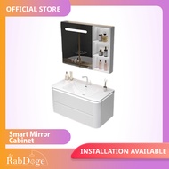 Rabdoge Bathroom Rounded Ceramic Basin Cabinet With Smart LED Mirror Cabinet