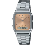 Casio สองระบบเข็มดิจิตอล นาฬิกาข้อมือผู้หญิง สายสแตนเลส รุ่น AQ-230A ของแท้ ประกัน CMG