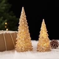 Luminous Christmas Tree Ornaments Plastic Desktop Decoration Sticky Pink Gold Scene Layout | Hiasan 