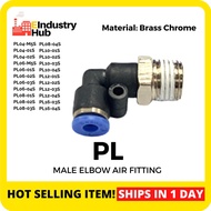 PL Pneumatic Male Elbow Air Fitting Male Thread Elbow Push In Push Lock (PL04,06,08,10,12,16-M5,1/8"