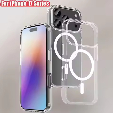 Magnetic Clear Case For iPhone 13 14 12 11 15 16 17 Pro Max Mini Plus 17 Air Shockproof Acrylic For 