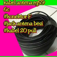 KABEL ANTENA TV 20 METER 20M KABEL ANTENA TV RG6C 20 METER + KONEKTOR + JACK F KABEL ANTENA RG59