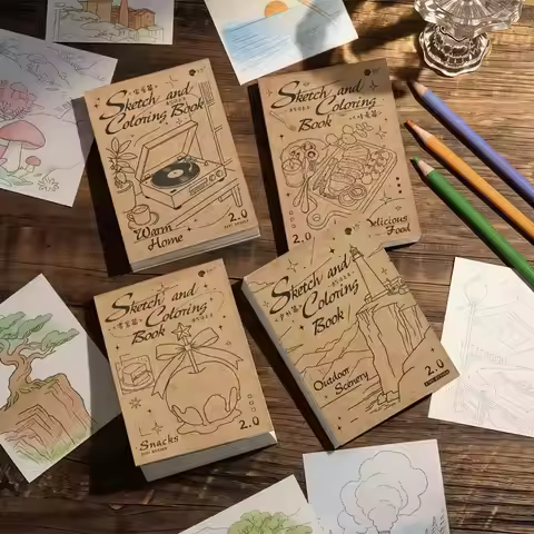 80 sheet Vintage Hand-Drawn Sketch Coloring Book 2.0 DIY Coloring Art Sketchbook Blank Sketch Tracin