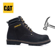 Caterpillar วินเทจสูงรองเท้าบู๊ตหนังหัวเหล็กป้องกันการทุบรองเท้าความปลอดภัย CAT เดินป่ากลางแจ้งรองเท