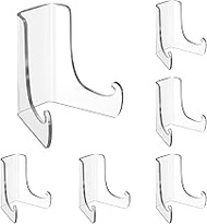 Hipiwe 6 Packs Acrylic Easels Display Stands Clear Acrylic Plate Stand Flat Back Easel Display Easel
