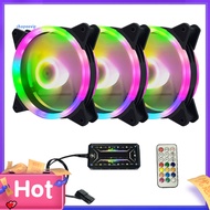 SPVPZ Large Air Volume Fan Rgb Fan 3pcs Rgb Led Pc Case Fans with Remote Control Adjustable Speed Mute Cooling Cooler for Gaming Computer 12cm Ventilator with 6pin Connection