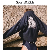 Sporty & Rich Men's and Women's Same Loose Cotton Comfortable Casual Print Crew Neck Sweater