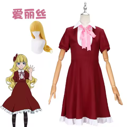 Anime Bungo Stray Dogs Alice Cosplay Costume Elise Red Dress Wig Uniform Halloween Party Alice Outfi
