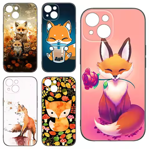 Fashion Cute Fox Black Silicone Phone Case For Apple iPhone 12 13 Mini 11 14 15 Pro Max 7 8 Plus X X