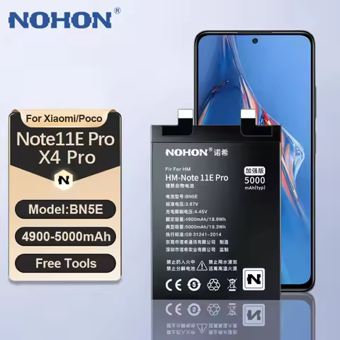 NOHON BN5E BN5H Replacement Battery for Xiaomi Redmi Note 11E Pro 9 10 11 12 13 Poco X6 X5 X4 X3 Bat