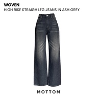 MOTTOM - WOVEN High Rise Straight Leg Jeans in Ash Grey