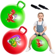 ZOOJOY Hopper Ball 2 Pack, 18 in Bouncy Ball with Handle for Kids, Unicorn & Dinosaur Girls Boys Toy