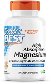 Doctor's Best High Absorption Magnesium Glycinate 100 mg 120 / 240 Tablets