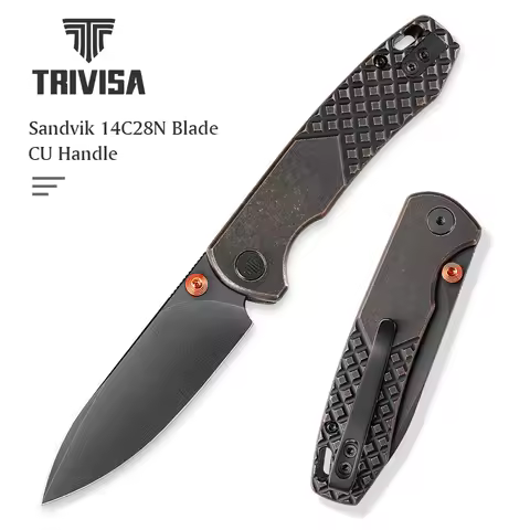 TRIVISA Pocket Knife, Dragonfly-Cu, 14C28N Blade Folding Knife, Camping Hunting Knives for Outdoor,
