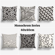 HITAM PUTIH Sofa Cushion Cover Print Abstract Monochrome Monochrome Black White 40x40 cm