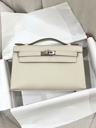 Hermes Kelly Pochette Craie Swift PHW G