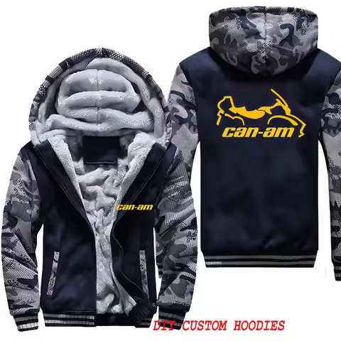 Mens Can Am Motorcycle Winter Jacket Fleece Sweatshirts Thick Hoodies Plus Size Outdoor Sportswear T