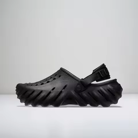 Crocs Echo Clog Unisex, Simple Stylish Trendy Casual Versatile Breathable Hole-Patterned Shoes, Blac