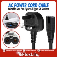 3Pin/2pin AC Power AC 2 Core Cord Cable Wire Adaptor Connector 1.5m FOR PS4 , PS3 , PS2 , Laptop Rad