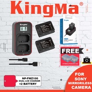 KingMa NP-FZ100 2-Pack Battery and LCD Dual Charger Kit for Sony ILCE-A6600 A7C A7R4 A7M4 A7RIII