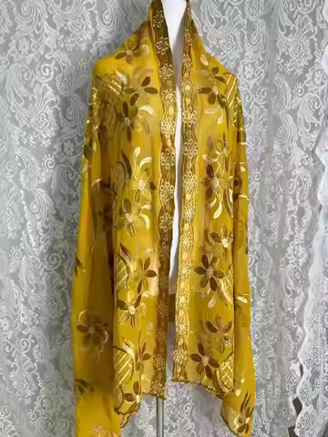 New 2025 Dubai Style Africa Chiffon Hijab Embroidered Shawl Pashmina Turban Headscarf for Muslim Wom