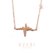 BZEBI 18k Gold Necklace with Diamond Pendant Emas 916 Anti-rust Fashion Accessories Korean Style Jew