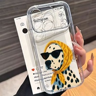 Phone Case: Stylish Cartoon Dalmatian Wearing Fashion Glasses and Scarf Transparent  UV Pr
