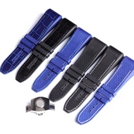 Top Quality 28mm Nylon Cowhide Silicone Watch Strap Suitable For Franck Muller Series Watch Black Bl