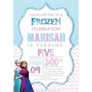KAD BIRTHDAY CUSTOM INVITATION CARD CARTOON FROZEN + ENVELOPE