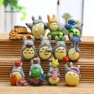Peac-12pcs set Anime Totoro Resin Model Miniatur Rumah Boneka Bonsai P
