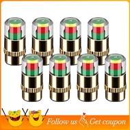 8PCS Tire Pressure Monitor Valve Stem Caps, 36 PSI 2.4Bar, Easy Read 3-Color Alert, Universal Fit