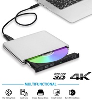 Ultra Slim External Optical Drive 4K Blu-Ray Burner USB3.0 DVD Players 3D Blu-Ray Writer Reader CD/DVD Burner Al Alloy Casing