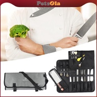 [PETSOLA] Knife Roll Bag, Portable Multipurpose Knife Roll Bag with 16 Pockets Cutlery Holder for Cu