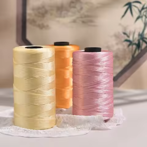 250g/Roll 2.5mm Ice Silk Thread Summer Crochet Yarn for DIY Knitting Bag Shoes Flat Hollow Yarn Hand