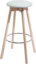 Grande Stool, Cotton Fabric, Made in Italy, Solid Wood, Height 28.7 inches (73 cm), Natural/Blue Gra