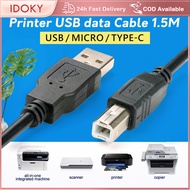 IDOKY 1.5m USB/Micro/Type-C Printer Cable A Male to B Male Cable Cord Data Transfer Host Cable Cord