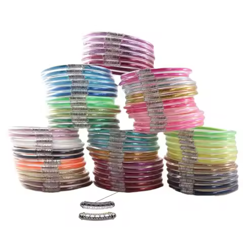 6pcs/set Glitter Jelly Bangle Bracelet for Women Fashion Stack Silicone Bracelet for Women