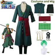 Roronoa Zoro ชุดกิโมโนชุดคอสเพลย์อนิเมะ Zoro Roronoa ชุดสีเขียวหลังจากสองปี Disfraz เครื่องแต่งกายผู