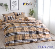 TOTO (TT278น้ำตาล) ลายสก๊อต Graphic  ชุดผ้าปูที่นอน ชุดเครื่องนอน ผ้าห่มนวม  ยี่ห้อโตโตแท้100%