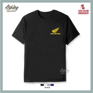 T Shirt Round Neck Sulam Emas Honda Wings Classic EX5 Motor Gold Design Streetwear Baju Lelaki Tee C