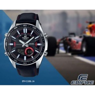 ORIGINAL EDIFICE💙 (2YEARS WARRANTY) EFV-C100L-1A MEN LEATHER ANADIGIT WATCH