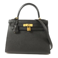 HERMES Epsom皮革Kelly 28手挽肩背兩用袋Noir
