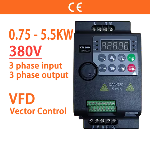 0.75KW/1.5KW/2.2KW/3.7KW/5.5KW 1/2/3/5/7.5HP 380V VFD Variable Frequency Drive Converter Motor Speed