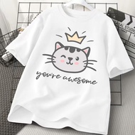 Dc-100% cotton T-Shirt/Oversized Street Style Korean Style-Korean Women's T-Shirt/creative crown cat head-Korean Style Women's T-Shirt/Korean Women's Cute Top/Women's Top/Women's Top