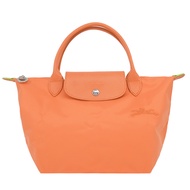 LONGCHAMP LE PLIAGE GREEN系列刺繡短把再生尼龍摺疊水餃包(小/橙)/平行輸入