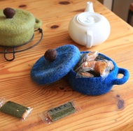 羊毛氈兒童房玄關收納容器 小燉鍋 / 入厝禮 / 藍