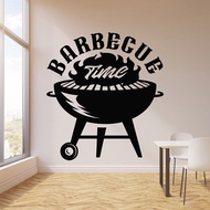 Kitchen Wall Stickers Barbecue Time Wall Decal Cooking BBQ Food Grill Logo Door Window Vinyl Sticker