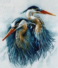 New Arrival Embroidery Great Blue Herons Cross Stitch Supplies Online UK with 100 Cotton Floss &amp; Free Shipping for Wall Decor