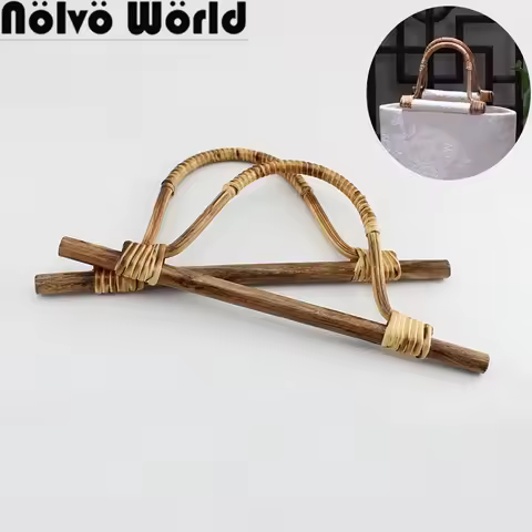 2-20Pcs 16X13cm,28X14cm Natural Rattan Handle Handmade Woven Purse Handbag D Shape Portable Bag Stra